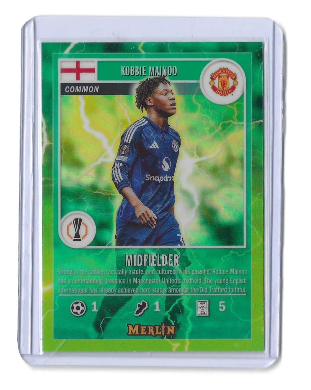 2024-25 Topps Merlin Uefa Club - Merlin's Gamers Kobbie Mainoo MG 30 Green