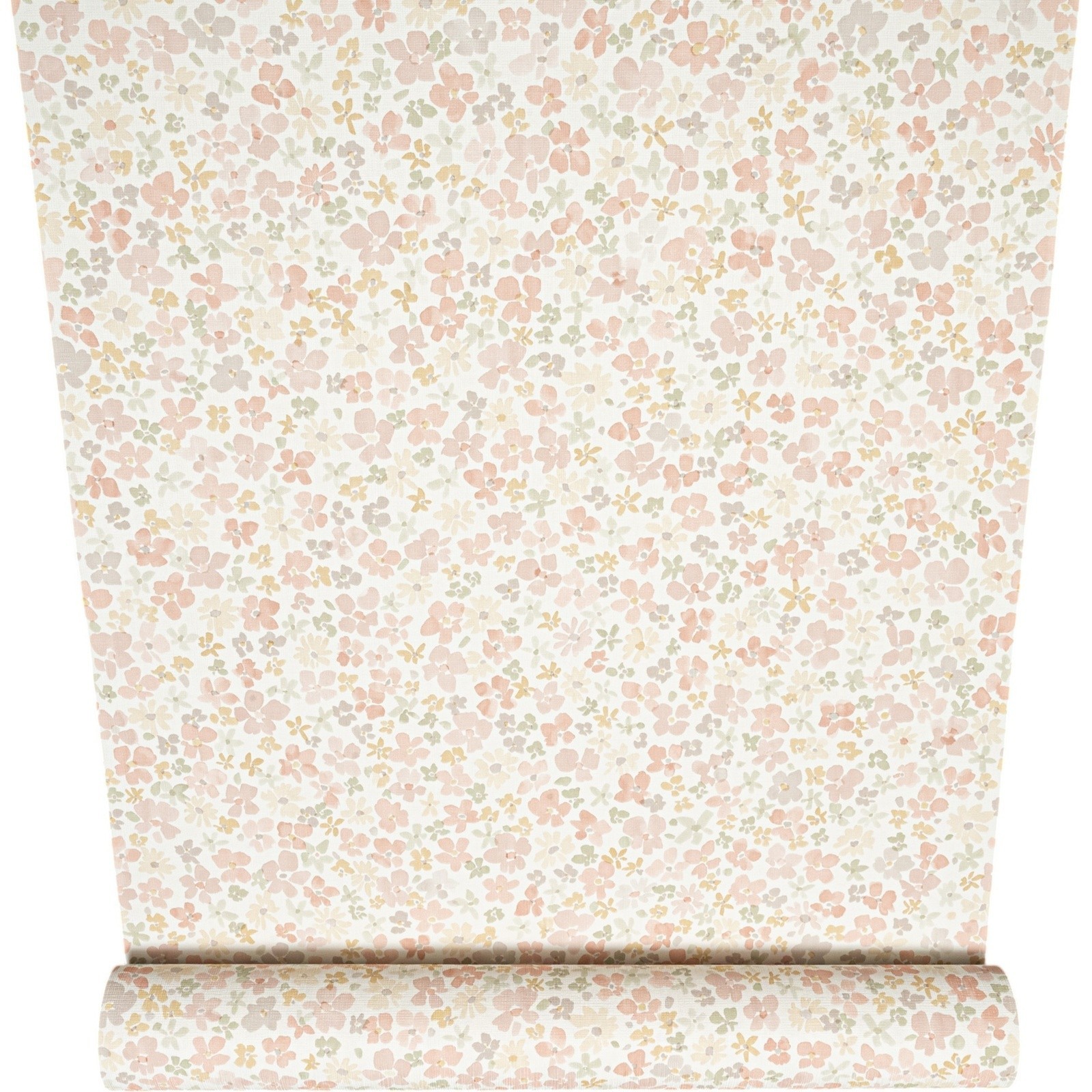 Multi Floral Wallpaper Textured Linen Effect Slightly Imperfect Vinyl Feature