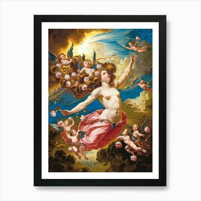 Nackte Venus und Amor 3 Kunstdruck gerahmt Wandbild Poster Leinwanddruck Bild