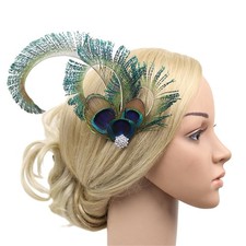 TeaParty Fascinator Hairclip Women Exaggerated Feather Side Hair Clip Barrettes
