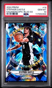 STEPHON CASTLE 2024-25 Panini Prizm Kaleidoscopic BLUE ICE 100/125 PSA 10 Rookie