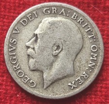 1921 British King George V  Six Pence  .925 Silver,  2.83 grams