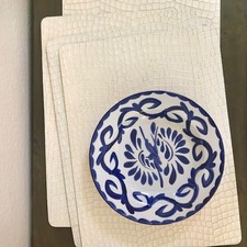 Collectible Leather Croc Embossed Cream Placemats - Set of 4