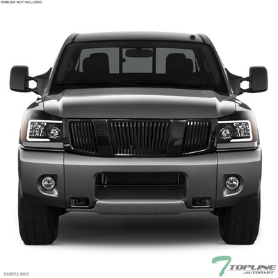 TLAPS For 2004-2007 Titan/Armada Blk LED Strip Headlights Amber+Vertical Grille