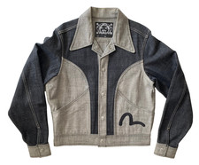 Evisu Reversible Denim Jacket 90s Raw Mixed P...
