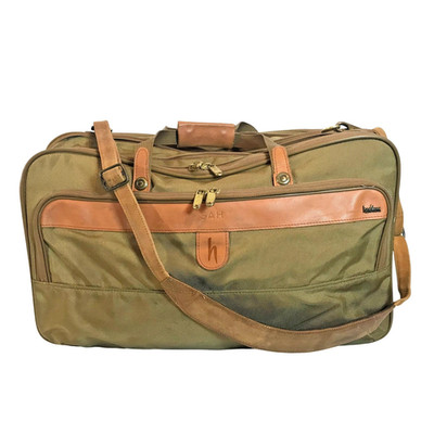 Hartmann Mens Large Expandable Messenger Bag Green Nylon & Leather Trim  22''