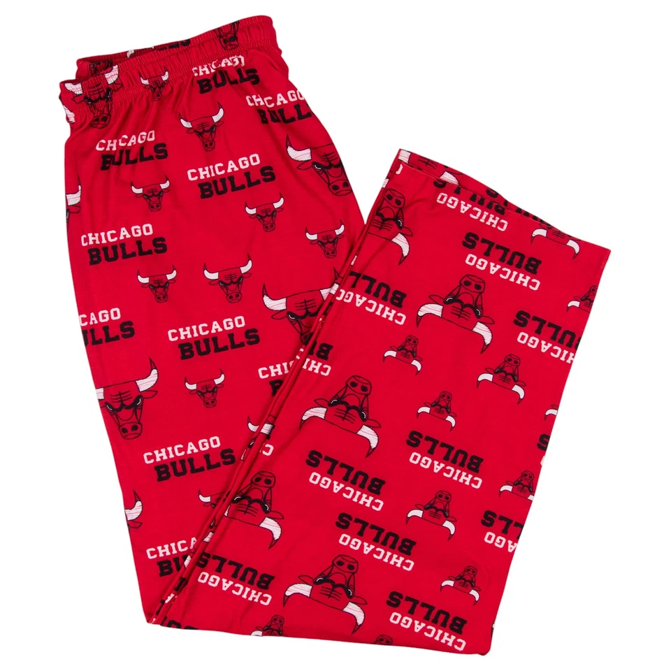 Pantalones para dormir NBA Chicago Bulls para hombre con logotipo y cordón en rojo, medianos Foto 2 de 3