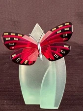 Swarovski Paradise Adena Butterfly Light Siam Red Green Leave 622737 RETIRED