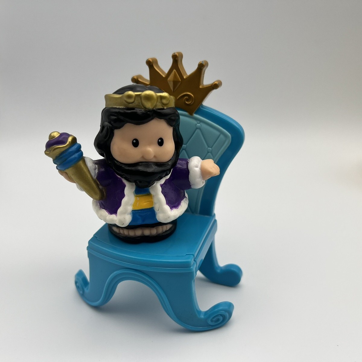Fisher Price Little People Lil Kingdom King With Throne Black Hair
