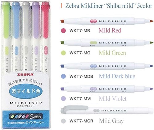 Juego de 25 iluminadores Zebra Mildliner colores pastel surtidos puntas de doble cara - Imagen 3 de 6