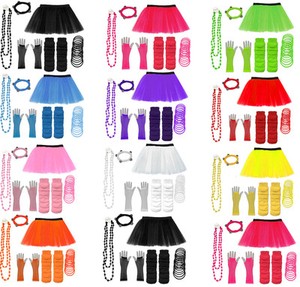 NEW NEON TUTU SKIRT FANCY DRESS SET 3PC LEGWARMERS FISHNET GLOVES 80'S HEN PARTY NEW NEON TUTU SKIRT FANCY DRESS SET 3PC LEGWARMERS FISHNET GLOVES 80'S HEN PARTY