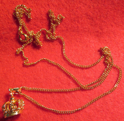 Vintage Skultuna Messingsbruk Sweden Gold Crown Pendant & Chain