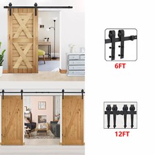 6.6FT  12FT Sliding Barn Door Track Hardware Kit Hardware Roller Separate Space