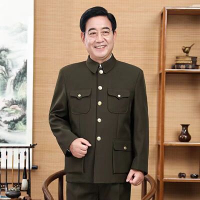 Chinese Men's Tunic Suit Coat Trousers Traditional Mao Zhongshan Blazers Jackets