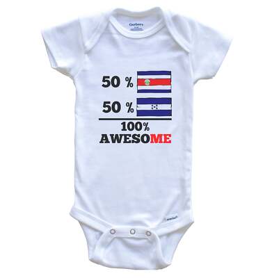50% Costa Rican 50% Honduran 100% Awesome Costa Rica Honduras Flag Baby Bodysuit