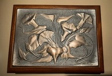 Cofanetto Legno con bassorilievo Vintage su lamina d’argento 925 Ottaviani