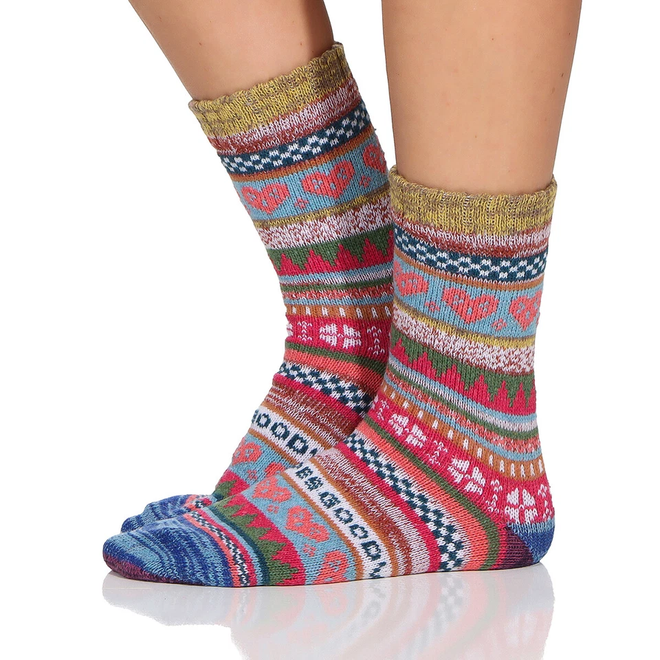 3 Paar bunte Wollsocken Warme Strümpfe Norweger Hütten Winter warm Kuschel Bunt - Bild 3 von 4