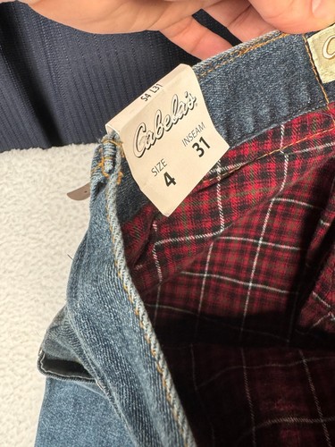 NEW - VTG Cabela's Jeans Women 4 Fits 27x30.5 Blue Denim Flannel Lined Straight - Picture 12 of 17