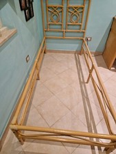 Struttura Letto singolo e comodino in vimini, midollino, rattan.