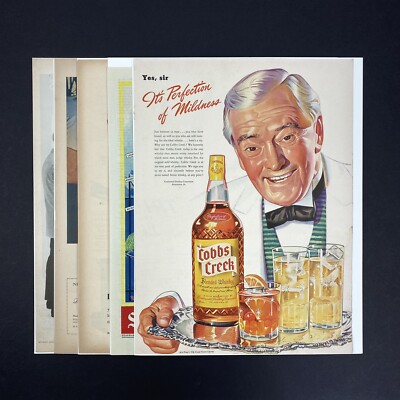 Vintage 1940s 50s Blended Whiskey Print Magazine Ads Lot of 5 - READ