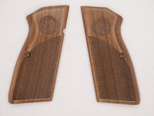 Custom Made Walnut Wood Grips Fits Browning Hi Power Checkered Logo