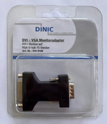 DINIC Monitoradapter, DVI Stecker a. VGA Buchse, ArtNr. DVI-9100 090391/9