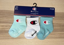 Champion Youth Baby GRIPPY Socks 3 Pairs Size 6-12 Months L/D Teal White NWT