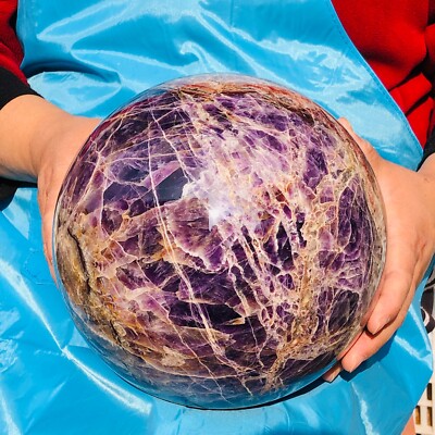 24.42LB Natural Dream Amethyst Sphere Quartz Therapy Aura Crystal Ball Healing