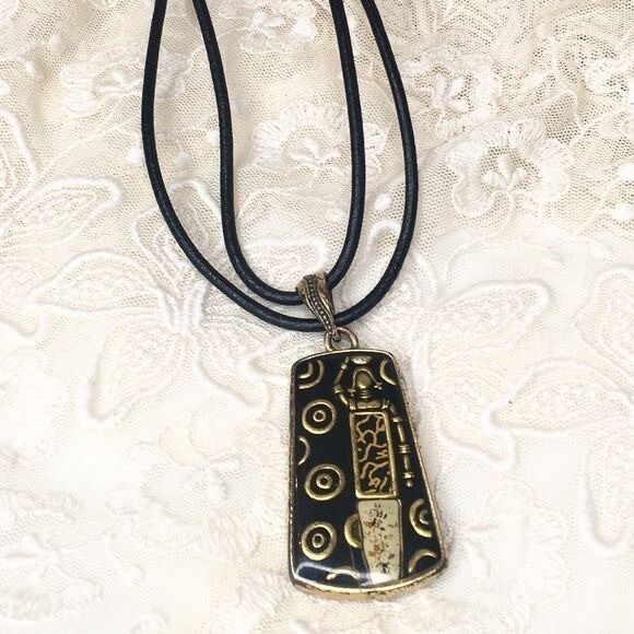 Chicos leather Strap Gold Statement Necklace - image 2