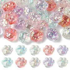 50Pcs Acrylic Paw Print Beads Pet Footprints Beads for Jewelry Making Bracelet