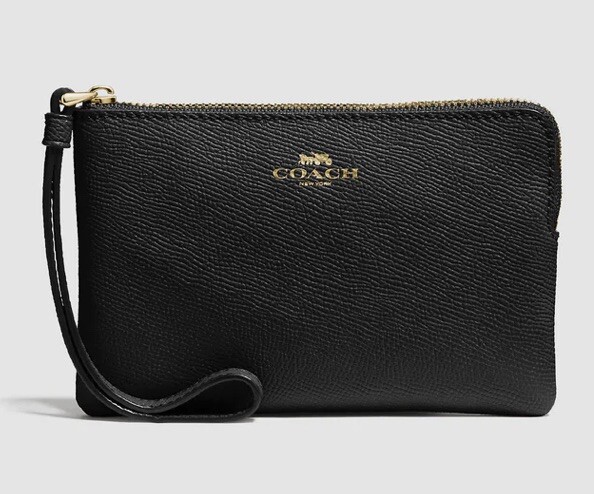 Coach Outlet Corner Zip Wristlet Gold/Black F58032 NWT | eBay