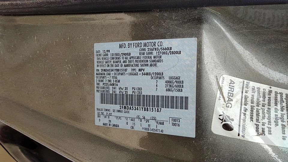 Ford Windstar 1999 00 Unidad completa de bomba de freno antibloqueo OEM Conjunto de módulo ABS Foto 4 de 4