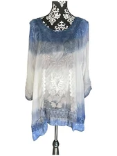 Embroidered Fairy Top XL Sheer Layered Lined Boho Lace Romantic Cottage Feminine