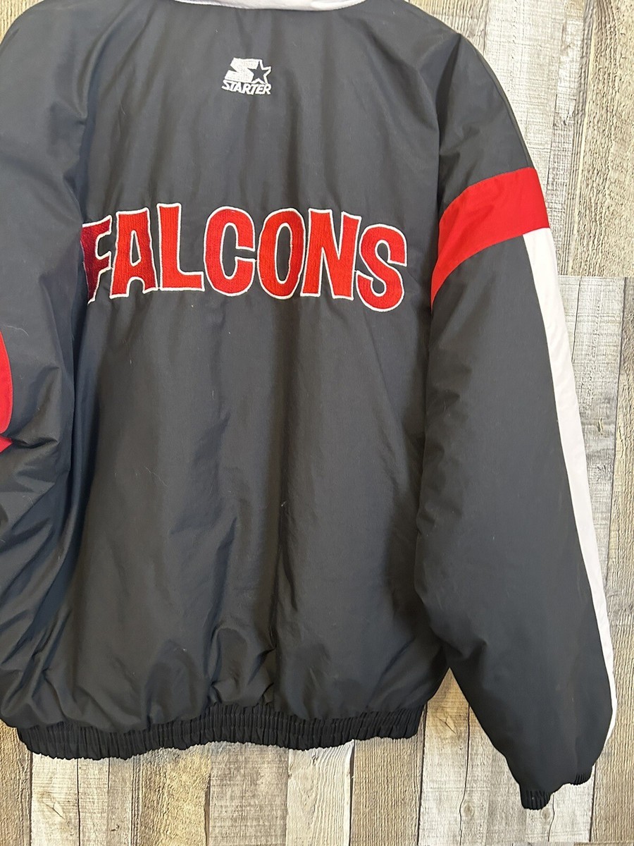 Vintage 1990's Atlanta Falcons Starter NFL Black Red Puffer Jacket