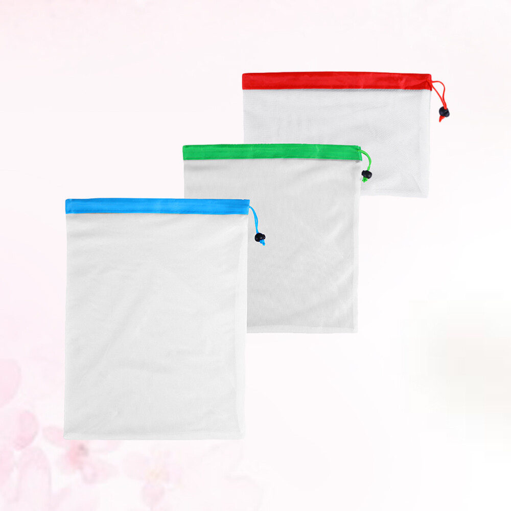 3-Pack Reusable Mesh Grocery Bags for Eco-Friendly Shopping