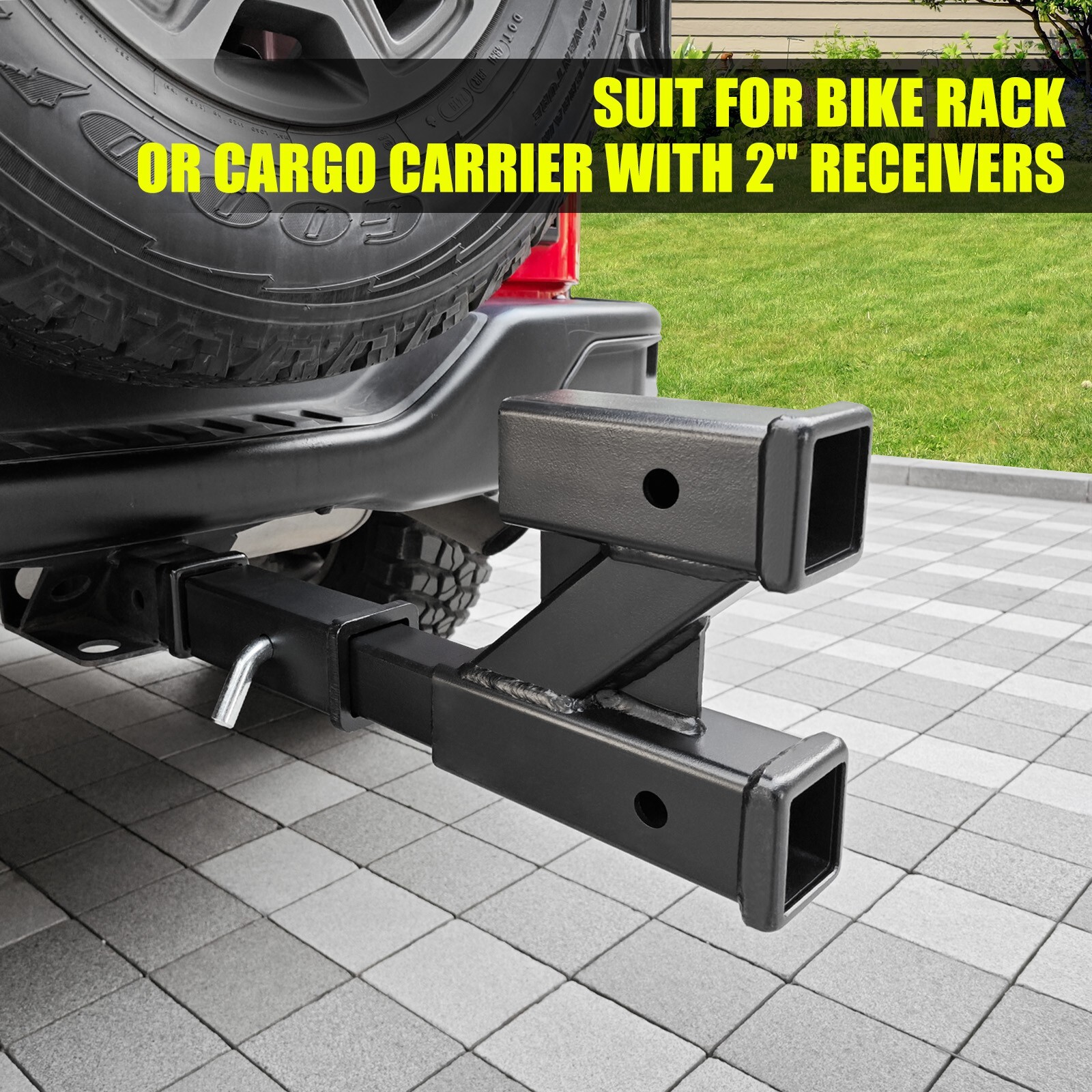 Double Hitch Receiver, 2 inch Trailer Dual Hitch Extension Riser, Hitch Adapter