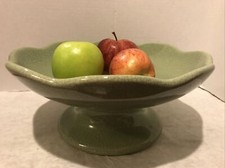 Stunning Celadon Porcelain Crackle Glaze Large Flower Petal Edge Fruit Bowl
