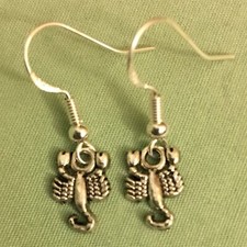 SCORPION EARRINGS Sm - Pewter w/Sterling Silver Ear Wires or GP SCORPIO ZODIAC