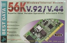 Vtg Best data windows internal modem 56K v.92/v.44 PCI Windows 98 ME 2000 XP