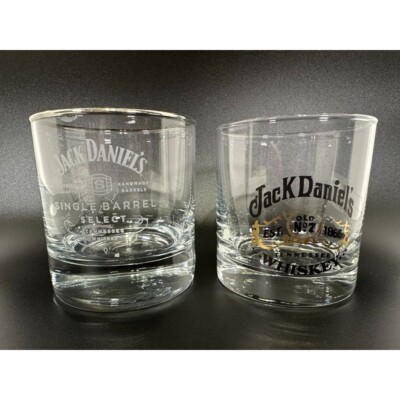 JACK DANIELS Whiskey Low Ball Glass Lot of 2 Single Barrel Tennessee Old No 7