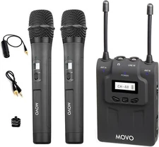 Movo WMIC80 UHF Wireless Handheld Microphone System with 2 Handheld Mics