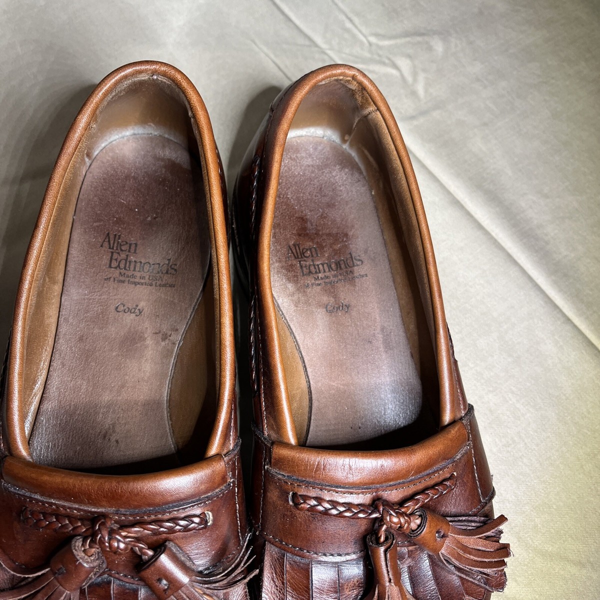 Allen Edmonds Cody Brown Woven Leather Tassel Kiltie Loafers Mens 11 D 1849 Allen Edmonds Cody Brown Leather Woven Kiltie Tassel Loafers  main image 2