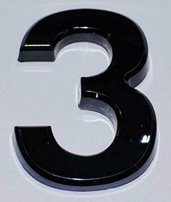 Apartment Number Sign/Mailbox Number Sign,  Number 3 (Black,3D, ...-REF24-1027