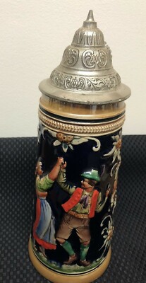 Vintage 1L West Germany Beer Stein E&R Label Beautiful Detail See All Pictures
