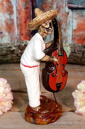 Day of the Dead Skeleton Peasant Mariachi Base Clay Handmade Mexican Folk Art - Picture 8 of 15