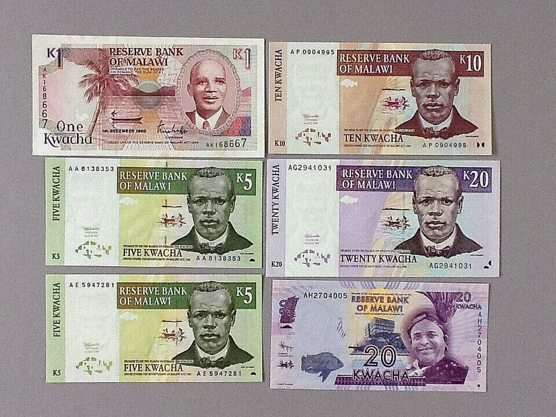 Malawi 6 Note Lot: See Below for List