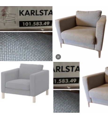 IKEA Karlstad Korndal Light Medium Gray Armchair Cubic Chair 5Pc Cover,Tweed NEW - Picture 7 of 12