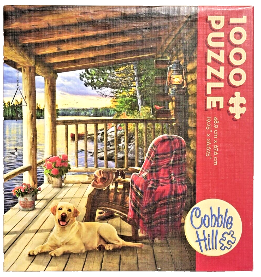 Cobble Hill 1000 Pc Jigsaw Piece Puzzle Cabin Porch 19 1/4