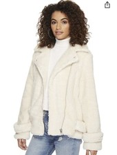 J.o.a. Faux Shearling Moto Jacket Nwt Size Small