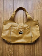 Vintage 80s Nine West Canary Yellow Leather Satchel Tote Shoulder Bag (L)